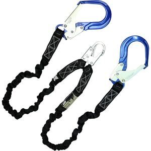 AFP 6FT Double Leg Shock Absorbing Safety Lanyard Aluminum Rebar Snap Hook